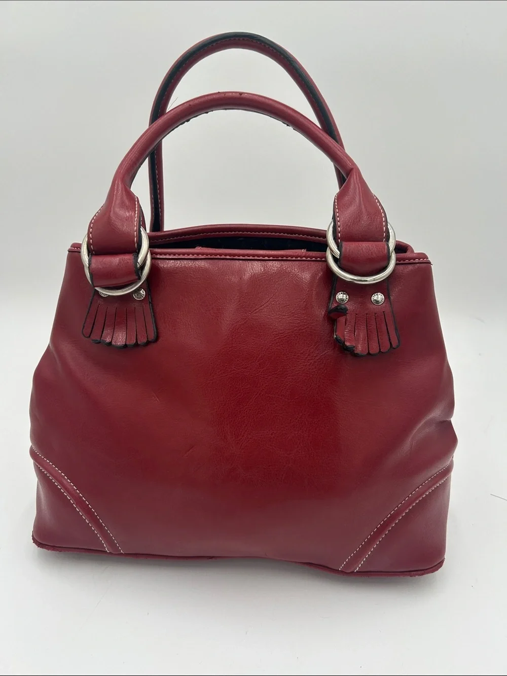 Y2K Tommy Hilfiger Classic Red Soft Leather Satchel Handbag